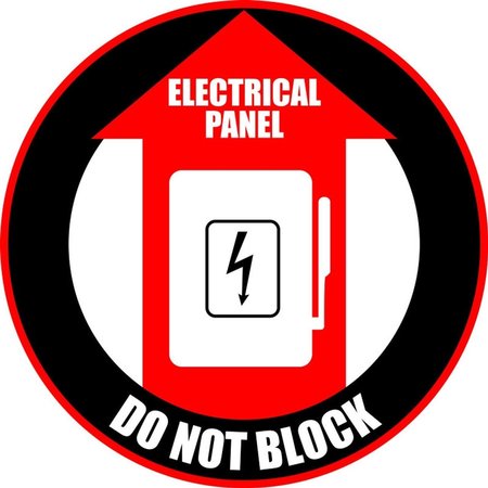 5S SUPPLIES Electrical Panel Floor Sign- Do Not Block 12in Diameter Non Slip Floor Sign FS-ELECDNB-12